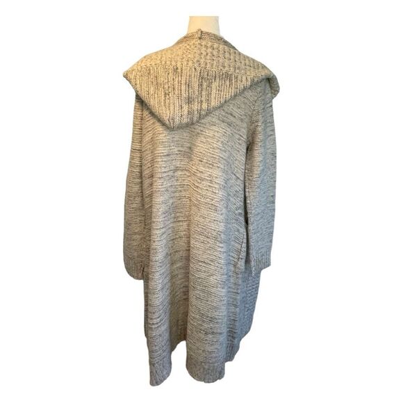 Sienna Sky Hooded Longline Cardigan Sweater Tan Ribbed Knit Open Long Sleeve - Picture 4 of 7